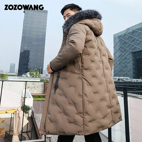 Down Jackets Men Winter Jacket Men Fashion Thick Warm Parkas Fur White Duck down Coats Casual Man Waterproof down Jackets